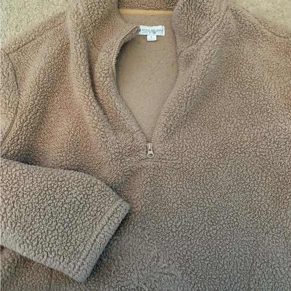 UGG Koolaburra Tan Fleece Sherpa Teddy Quarter Zip Coat - Picture 3 of 6